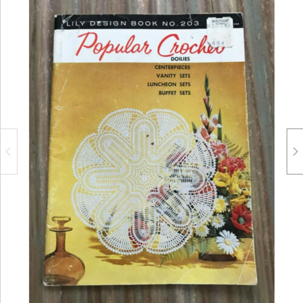 Popular Crochet Lily Mills #203 Pattern Booklet for Doilies Vanity Sets & More